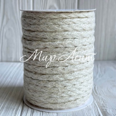 Тесьма-мешковина (косичка), 0,8 см, белая, рулон 50 м