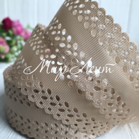 Репс 3,5 см, листик перфорация, бежевый, рулон 20 м