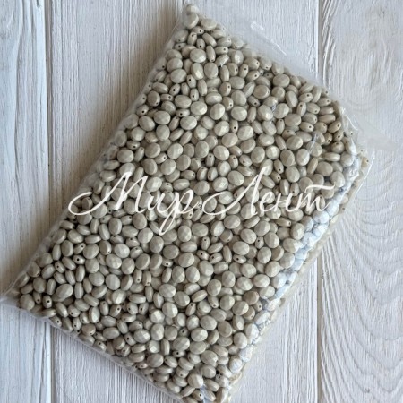 Бусина акриловая перламутровая граненый овал (С11831), 10х8,5 мм, светло-серая, упаковка 500 г