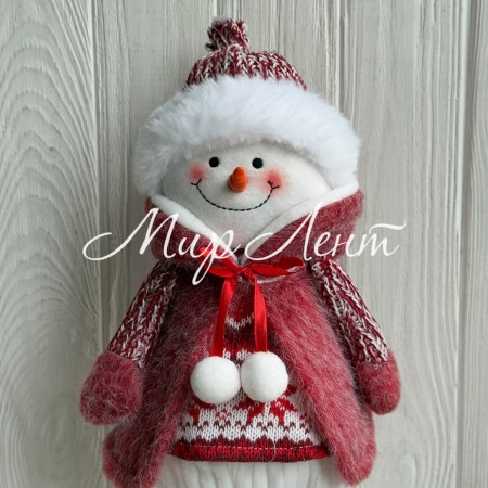 Снеговик новогодний на ножках (L01147), 22х18х46 см, бело-красный, шт.