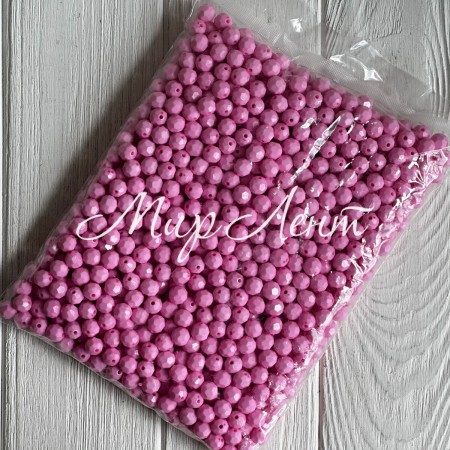 Бусина граненая круглая, 10 мм, розовая, упаковка 500 г