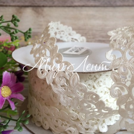 Лента-кружево, 2 см, молочный, рулон 20 м
