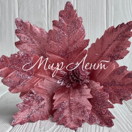 Пуансеттия бархатная (С30266), 30х30 см, пудрово-розовая, шт.