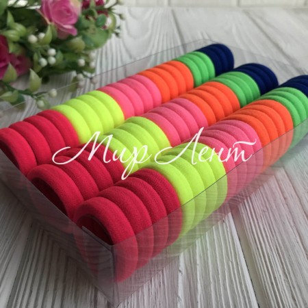 Набор резинок велюрчик, 3 см, сине-оранжево-зеленый, упаковка 66 шт.