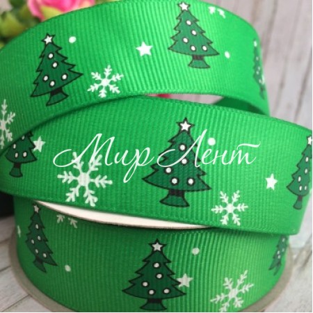 Репс 2,5 см, ялинки new, зелений, рулон 23 м