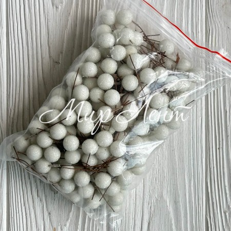 Шарик на проволоке (в сахаре), 1,5 см, белый, упаковка 200 шт.