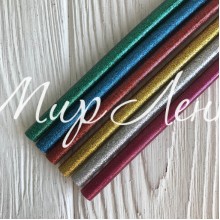 Термоклей 7 мм, цветной микс с глиттером, 20 см, упаковка 6 шт.