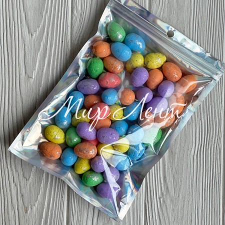 Пасхальные яйца (L00723), 1,8х2,5 см, цветные с серебром, упаковка 50 шт.