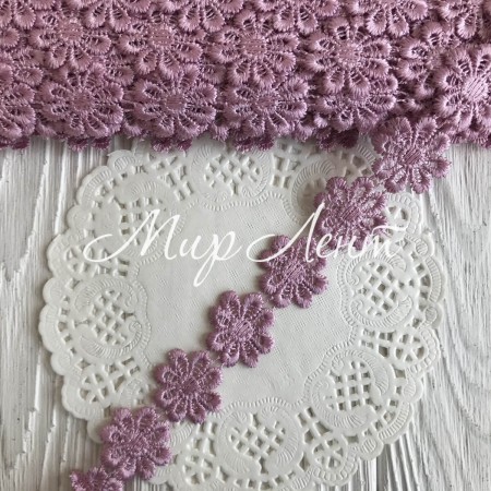 Кружево отрывное цветочек, 2,5 см, пудровый, рулон 15 ярдов