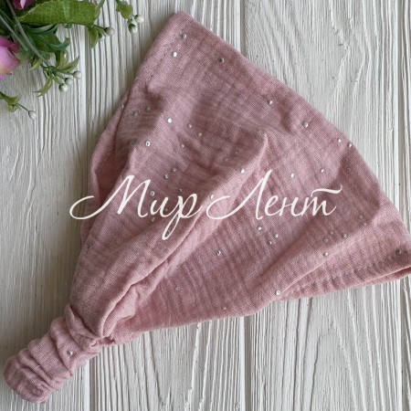 Муслиновая бандана з точками, 23х21 см, пудровая, шт.