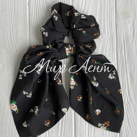 Резинка Твіллі жатка маленькі квіточки, 30 см, чорний, шт.