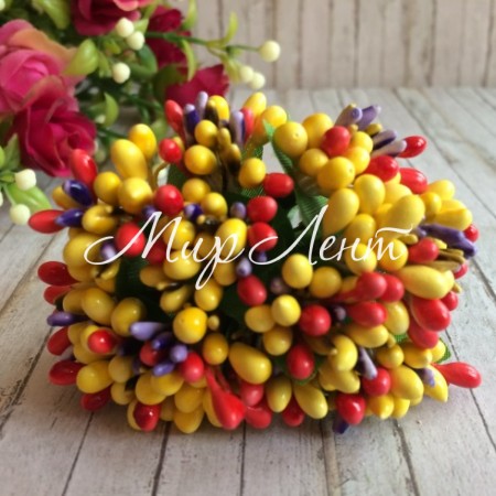 Веточка MIX, желто-кораловая, упаковка 144 шт.