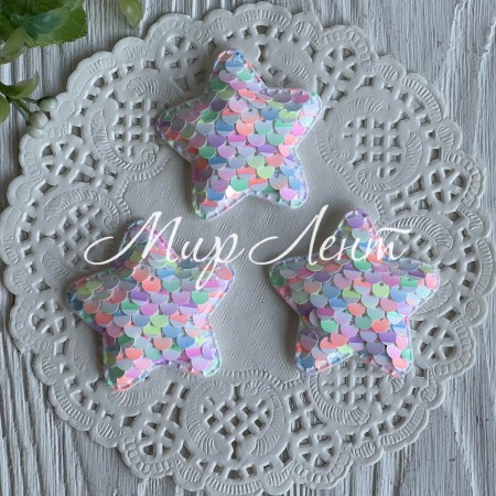 Аппликация звездочка с паетками, 4,8х4,8 см, пастельный микс, упаковка 20 шт.