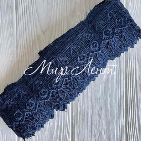 Кружево макраме (TJ-8), 6,7 см, сапфировое, рулон 13,5 м 