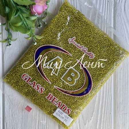 Бисер прозрачный, размер 12/0, желтый (32), упаковка 400 г