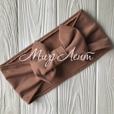 Повязка широкая с бантом, 11 см, бежево-пудровый, шт.