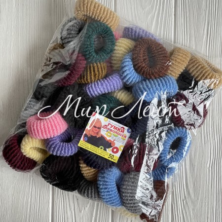 Резинка махровая, 5 см, темный микс, упаковка 50 шт.