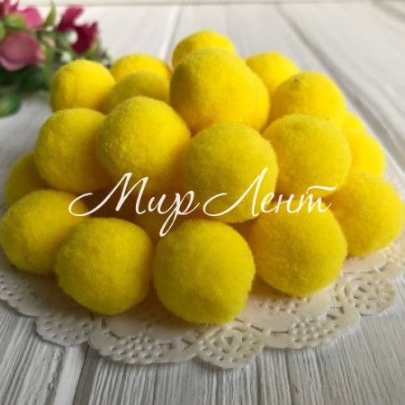Помпоны бархатные, 2 см, желтый, упаковка 500 шт.