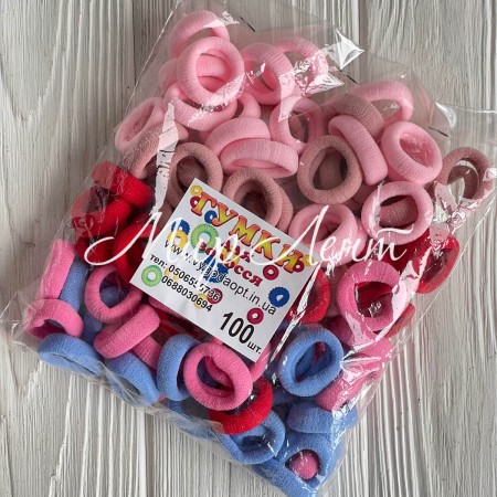 Резинка нейлон, 2,5 см, пастельний мікс, упаковка 100 шт.