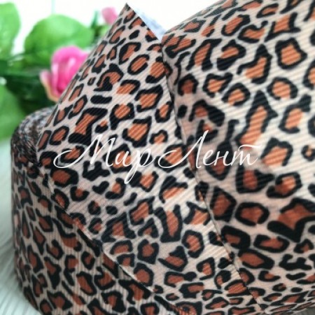 Репс 4 см, кавовий леопард, рулон 18 м