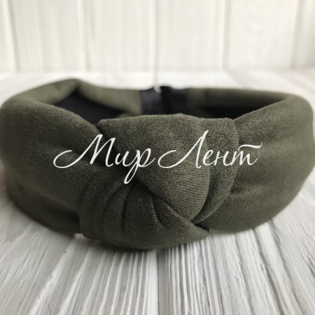 Обруч чалма замшевый, 3 см, хаки, шт.