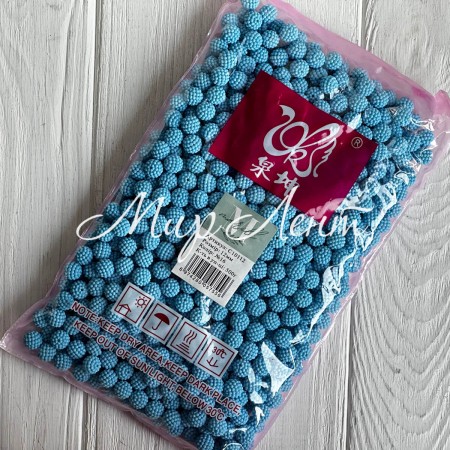 Бусина в пупырышку круглая матовая, 12 мм, бирюзовая, упаковка 500 г