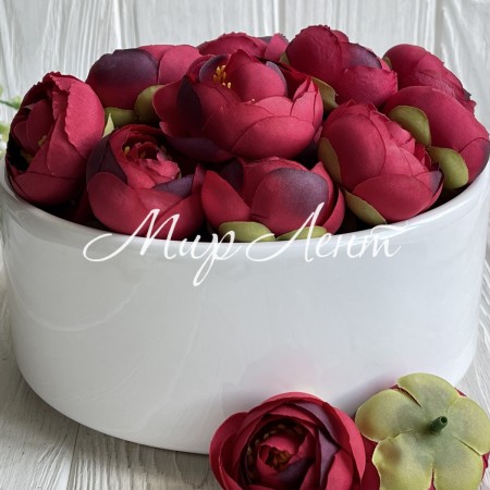 Бутон ранункулюса, 4 см, бургунди, упаковка 25 шт.