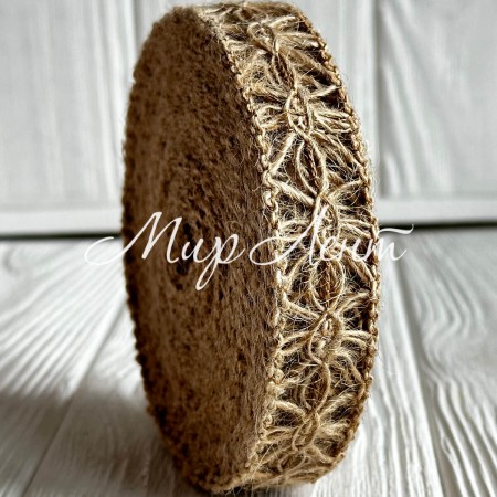 Лента-мешковина (бесконечность), 2,2 см, натуральный, рулон 10 м