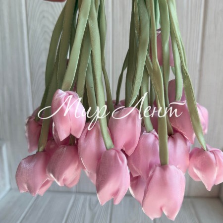 Тюльпаны из органзы, 42 см, розовые, упаковка 20 шт.