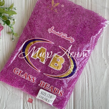 Бисер прозрачный, размер 12/0, малиновый (813), упаковка 400 г