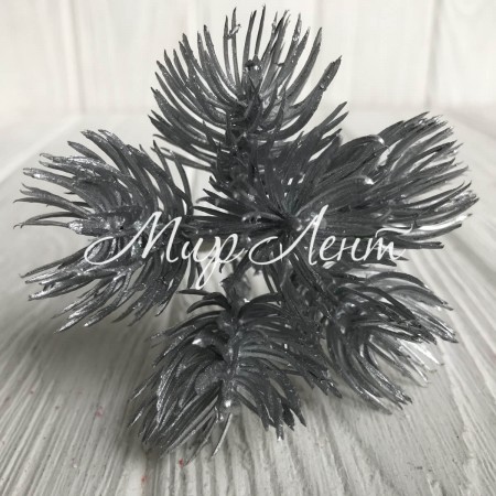Гілочка сосни, 12 см, срібло, упаковка 10 шт.