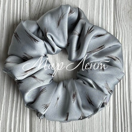 Скранч шелк, 11 см, серый з мазками, шт.