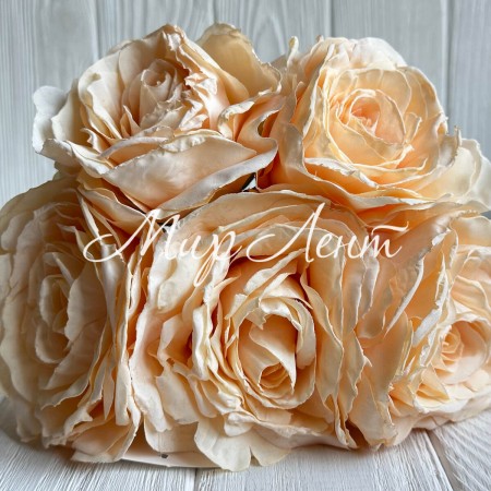 Букет китайської троянди, 11х30 см, персиковий, букет 5 шт.