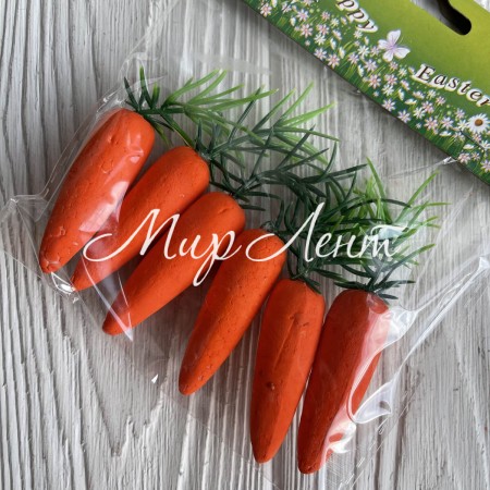 Морковка маленькая бархатная (L00546), 8,5 см, оранжевая, набор 6 шт.