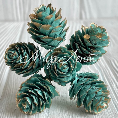 Веточка хмели, 2,5х12 см, морская волна, упаковка 60 шт.