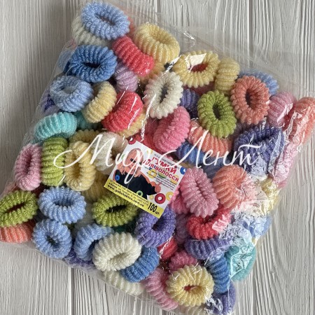 Резинка махровая, 4 см, пастельный микс, упаковка 100 шт.