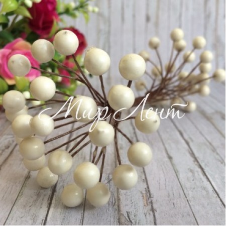 Калина глянцевая, 8 мм, белая, упаковка 500 шт.