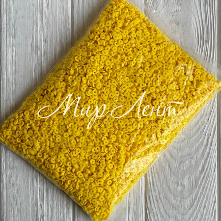 Плоскі намистини, 6 мм, жовті, Велика упаковка 500 г