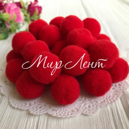 Помпоны бархатные, 1,5 см, красный, упаковка 1000 шт.