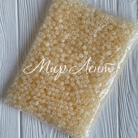 Бусина "битое стекло", 10 мм, молочная, большая упаковка 500 г