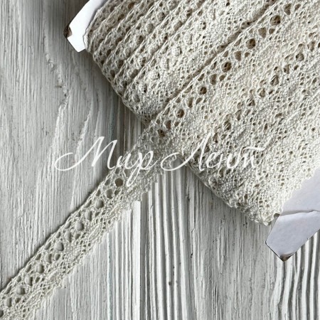 Мереживо вязане Шарлотта (D30076), 1,5 см, молочне, рулон 45 м