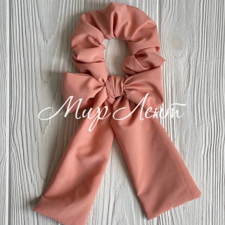 Резинка Твіллі жатка з бантом однотонна, 27 см, темно-персиковий, шт.