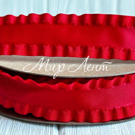 Лента-рюша, 2,5 см, красная, рулон 23 м