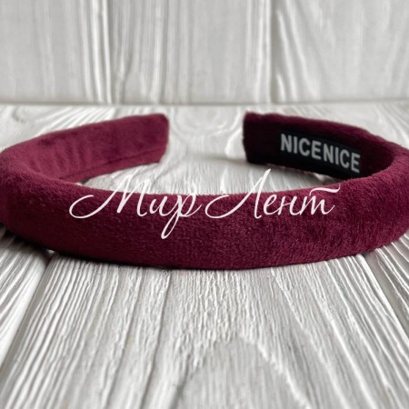 Обруч велюр тонкий, 1,8 см, бордовый, шт.