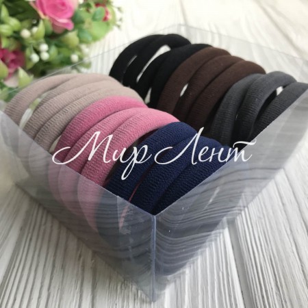 Набор резинок велюрчик, 5 см, пудрово-серо-коричневые, упаковка 20 шт.