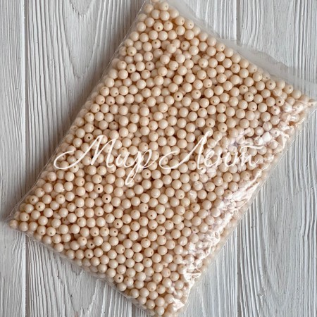 Бусина акрилова, 10 мм, кремова, упаковка 500 г