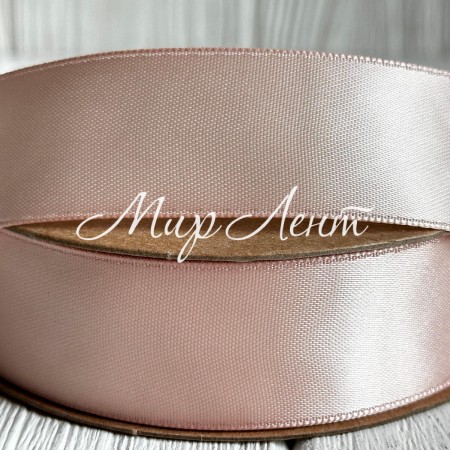 Атлас двусторонний (премиум), 2,5 см, ванильный, рулон 23 м