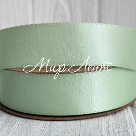 Двусторонняя атласная лента New (премиум), 2,5 см, мятная, рулон 23 м
