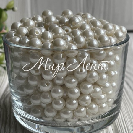 Жемчуг, 6 мм, молочный (пластик), упаковка 500 г
