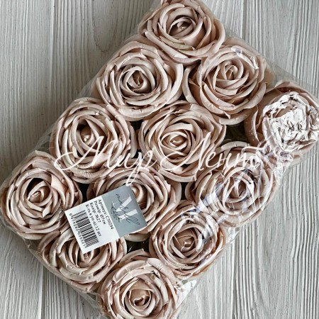 Бутон чайной розы, 7 см, кофейная, упаковка 12 шт.